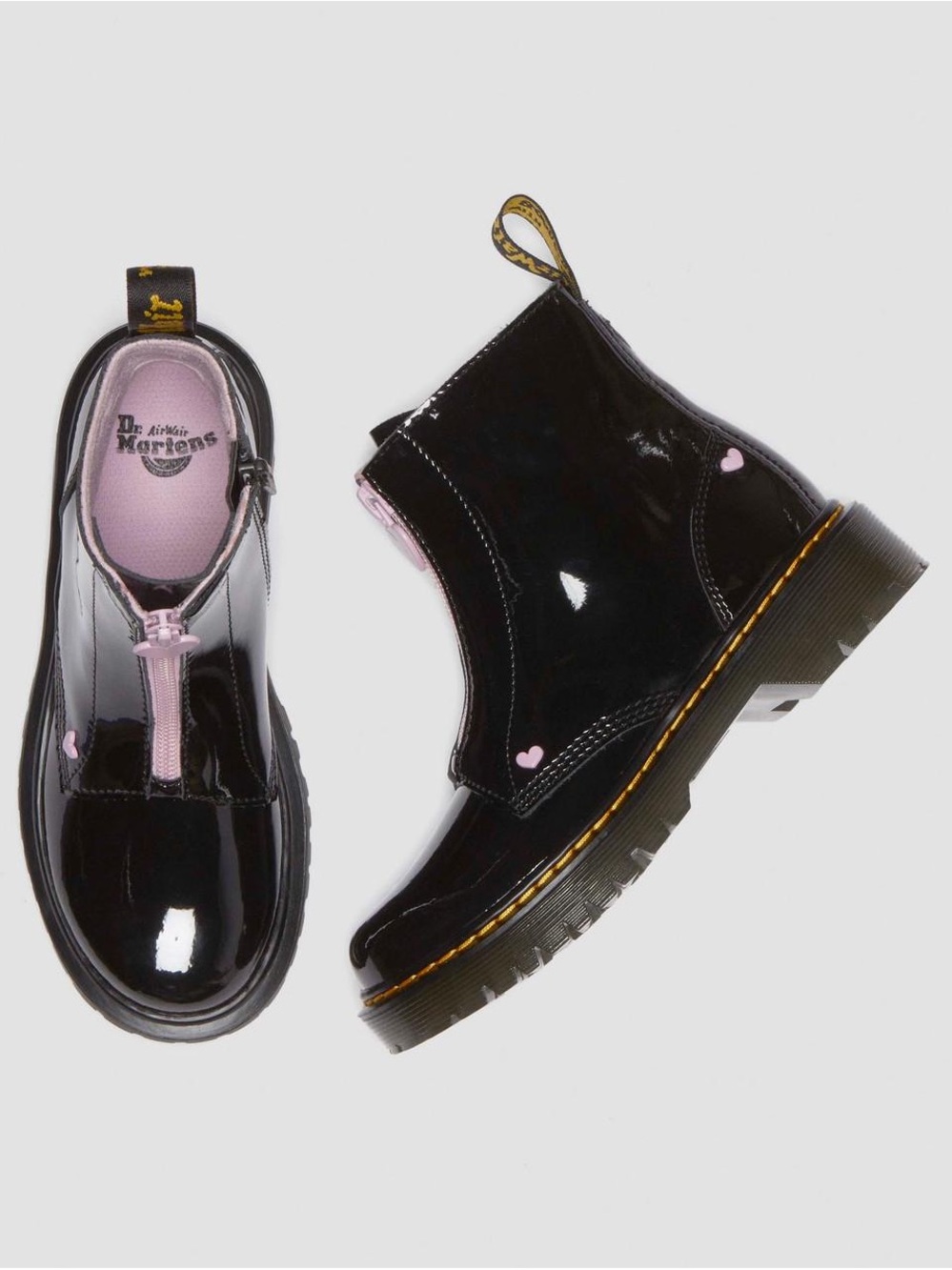 Dr. Martens JUNIOR HEART NAPPA PATENT LEATHER PULL-ON BOOTS - Picture 9 of 12
